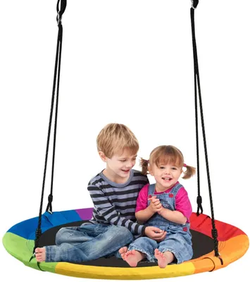 Produktbild von Nestschaukel φ100 cm, Garten Schaukel höheverstellbar , Tellerschaukel Rundschaukel Hängeschaukel,  max.150 kg belastbar, für In- und Outdoor (Bunt)