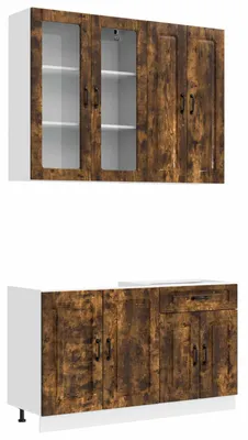 Productafbeelding van vidaXL Keukenelement KALMAR, 4 stuks, gerookt eikenfineer
