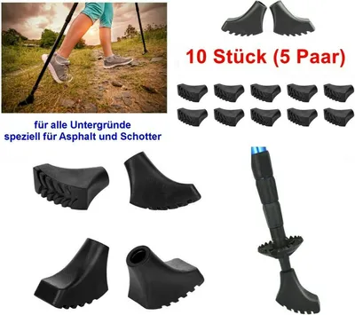 Produktbild von GKA 10 Stück (5 Paar) Nordic Walking Asphaltpads für Schotter und Asphalt Ersatzfüße für Nordic Walking Stöcke Gummipuffer Trekking