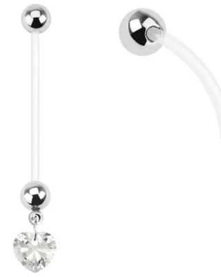 Produktbild von Schwangerschaftspiercing: Bio Flex Piercing für Schwangere „Zirkonia Herz“ Klar (Clear)