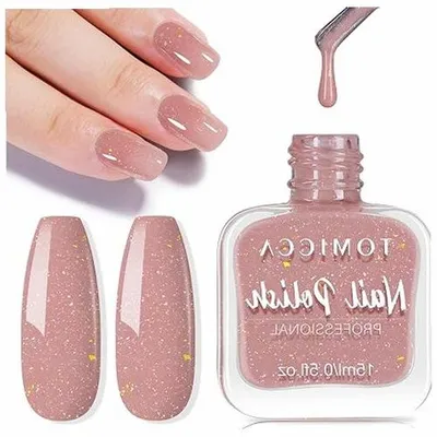 Zdjęcie produktu dla Lakier do paznokci różowy błyszczący na bazie wody manicure DIY 15 ml