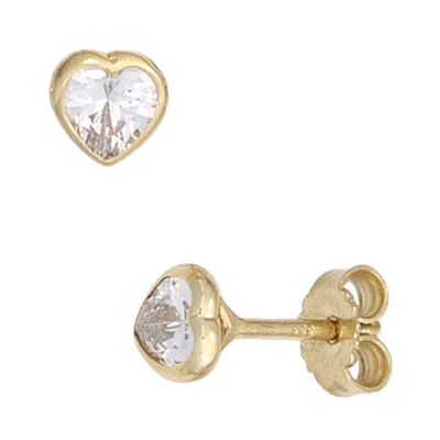 Produktbild von JOBO Ohrstecker Herz 333 Gold Gelbgold 2 Zirkonia Ohrringe