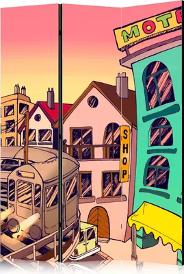 Produktbild von 3-teiliger Einseitiger Vlies Paravent - Morning in a city 135x172 cm Städte d-C-0124-z-b