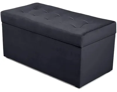 Produktbild von MG Design Polsterhocker Dunkelgrau 45x90 cm - Stauraum 100L, bis 300 kg, samtig-weich mit Schimmer, pflegeleicht, für Wohnzimmer & Flur