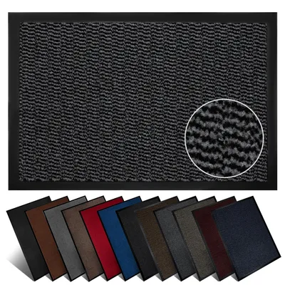 Produktbild von Furni24 Fußmatte Schmutzfangmatte 40 x 60 cm Grau/Schwarz – Rutschfeste Waschbare Türmatte für Innen- & Außenbereich