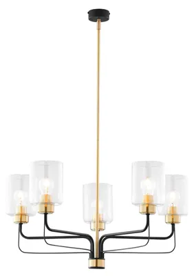 Obrázek produktu pro Lustr CERES, zlatý-černý-průhledný, 5xE27x20W, kov, rozměry: 98x74x74 cm, IP20, Jupiter