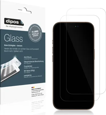 A product package for screen protectors and two screen protectors on a phone.