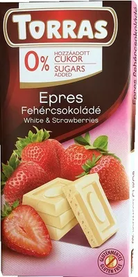 Obrázek produktu pro Torras Bezlepková bílá čokoláda s jahodou bez přidaného cukru (75g), 37897
