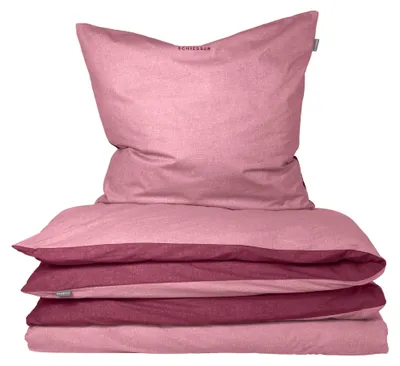 Produktbild von SCHIESSER Bettwäscheset Doubleface | Feinbiber | 2-teilig | Wendeoptik | 100% Baumwolle | Weich und wärmend | YKK-Reißverschluss | 155x220 cm + 80x80 cm | Rosa