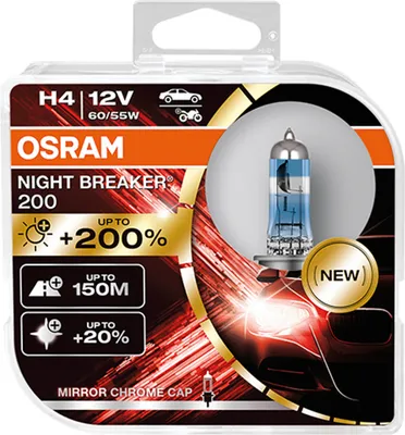 Produktbild von Chrom CAP H4 OSRAM NIGHT BREAKER 200 Birne Lampe Scheinwerfer 200% Helligkeit