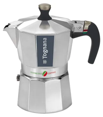 Moka-Kanne aus Aluminium, 3 Tassen, Silber/Schwarz