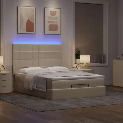 Produktbild von "2024"Moderne Ottoman-Bett mit Matratze Creme 140x200 cm Stoff - Klassische Betten DE5722107