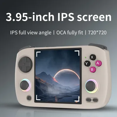Immagine prodotto di Console portatile grigia con schermo IPS da 3,95 pollici e sistema Linux per giochi retrò