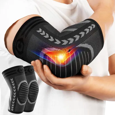 Immagine prodotto di CAMBIVO Tutore Epicondilite Gomito 2 Pezzi, Gomitiere Palestra Compressione, Gomitiera per Epicondilite, Tutore Gomito per Gomito del Tennista, Bodybuilding, Fitness
