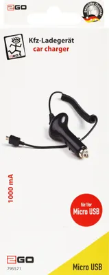 Zdjęcie produktu dla 2GO USB KFZ-Ladegerät 1000mA 24V Micro-USB CE certified sw