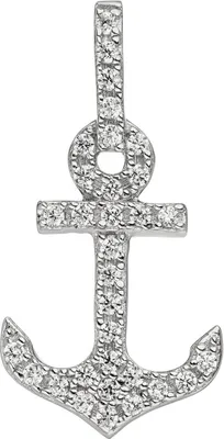 Produktbild von Anhänger Halsschmuck Anker Schifsanker mit weißen Zirkonia 925 Silber rhodiniert