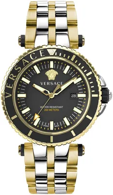 Produktbild von Versace VEAK00518 V-Race Diver schwarz silber gold Edelstahl Herren Uhr NEU