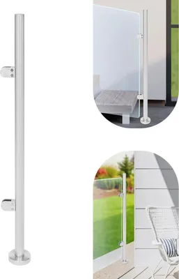 Obrázok produktu pre Sklenené zábradlie balkón/bazén – sklenené upínacie stĺpiky – nehrdzavejúca oceľ 316 – výška 110 cm – pre sklo s hrúbkou 12 mm – max. nosnosť 80 kg – strieborná farba