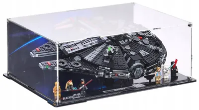 Produktbild von Blacked Brick Horizontale Vitrine mit bedruckter Rückwand für LEGO® 75389 Star Wars – Dunkler Millennium Falke