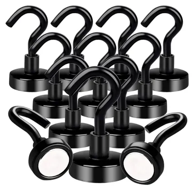 Produktbild von Kleine Magnethaken 12 Stück Starke Neodym Haken für Küchen und Camping Zubehör 16mm