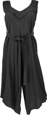 Produktbild von Boho Jumpsuit, Overall, Loose fit Hosenkleid - Schwarz, Damen, Baumwolle, Größe: S/M