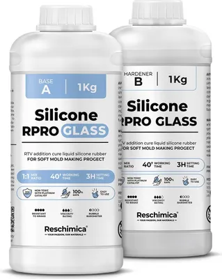 Obrázok produktu pre Tekutý silikónový kaučuk 1:1 R PRO GLASS, priesvitný silikónový kaučuk, ideálny pre formy (2 kg)
