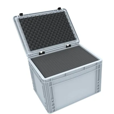 Produktbild von Eurobox 43/27 HG Set mit Scharnierdeckel und Rasterschaumstoff