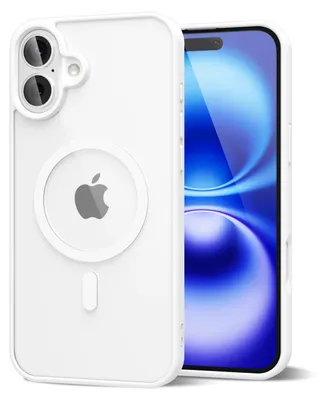 Produktbild von Magnetisch Hülle für iPhone 16, Kompatibel mit MagSafe, Transparent Acryl Stoßfeste Handyhülle Weiß
