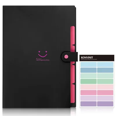 Produktbild von Fächermappe A4 erweiterbar mit 5 Taschen, Druckknopfverschluss, PP-Material, Schwarz