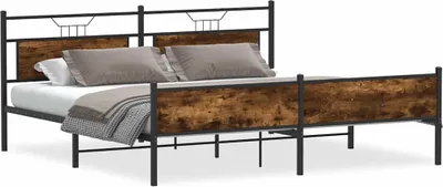 Produktbild von Metallbett ohne Matratze Räuchereiche 193x201 cm