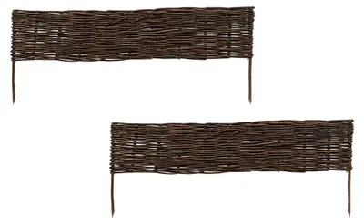 Produktbild von Relaxdays Beeteinfassung, Weide, 2er Set, HxB: 20 x 100 cm, zum Stecken, Beet & Rasen, niedrige Beetumrandung, braun