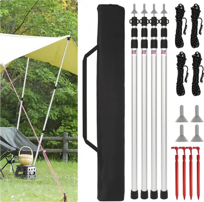 Produktbild von Jiubiaz 4x Zeltstange Zeltstangen Tarpstange Stange Aufstellstange für Zelte 87-234cm