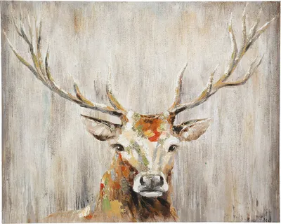 Produktbild von GILDE Leinwandbilder Bild Gemälde Hirschkopf, handbemalt H. 80 cm,38941