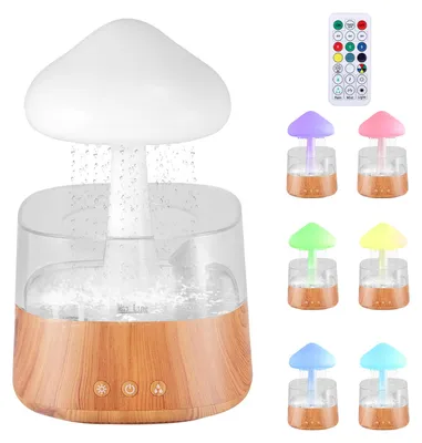 Produktbild von Regeneffekt Luftbefeuchter - Aroma Diffusor für ätherische Öle - 500 ml Tank - LED Pilzwolken-Licht - Leiser 10 W Nebel für Schlafzimmer Büro - Weiß
