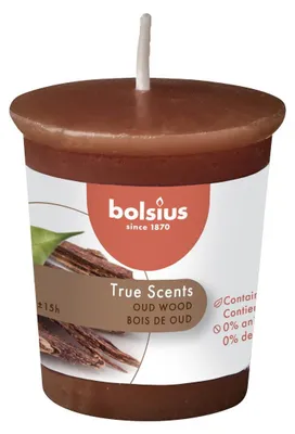 Imagen del producto de Vela aromática True Scents, aroma a madera antigua, 4,5 cm de diámetro, color cera