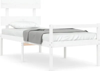 Produktbild von vidaXL Seniorenbett mit Kopfteil Weiß Massivholz