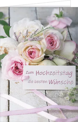 Produktbild von Hochzeitstag Glückwunschkarte mit Briefumschlag, Rosen zum Hochzeitstag