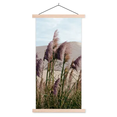 Produktbild von MuchoWow® Textilposter Pampasgras - Sand - Pflanzen - Düne 60x120 cm mit holzfarbenen Rahmen - Holz