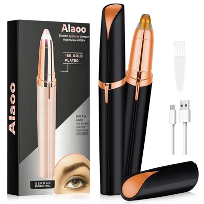 Produktbild von Elektrischer Augenbrauentrimmer für Damen USB wiederaufladbar Gesichtshaarentferner mit LED Licht für Augenbrauen Lippen Kinn Schwarz
