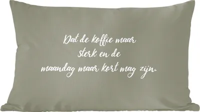 Produktbild von MuchoWow® Zierkissen Sofakissen Wohnzimmer Dekokissen 60x40 cm Kaffee - Möge der Kaffee stark sein - Zitate - Sprichwörter - Montag - Kopfkissen - Polster mit Foto