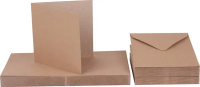 Produktbild von XXL Doppelkarten mit Umschlägen "Kraftpapier", 12,5 x 12,5 cm, 50 Stück