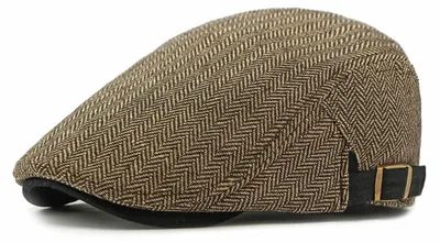 Productafbeelding van Herentrui, tweed, vintage, platte pet, verstelbaar, kleur: koffie, maat: M-L