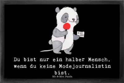Produktbild von Mr. & Mrs. Panda Fußabstreifer Modejournalistin Herz 40 x 60 cm - Schwarz - Geschenk, Schmutzfangmatte, Ausbildung, Schmutzfangteppich, fußmatte, Spruch, Fussmatte