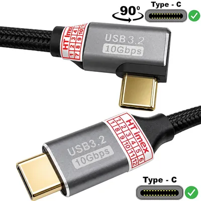 Produktbild von USB-C auf USB 3.2 Gen2 10Gbps 90° Winkelstecker nylon Ladekabel datenkabel kompatibel mit iphone 15 / 16 Handy, iphone 16 Pro, 17 Air Handy