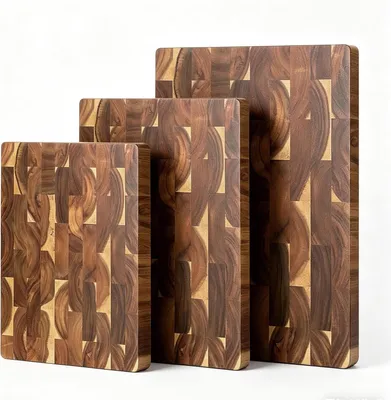 Produktbild von Holz-Schneidebrett-Set, 3-teiliges Schneidebrett aus Akazienholz