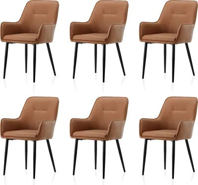Produktbild von CLIPOP Esszimmerstühle 2er Set Gepolstertes Kunstleder Sitz, Design-Patente Küchenstuhl, Braun