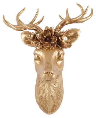 Produktbild von Clayre & Eef Wanddekoration Hirsch Goldfarbig Kunststoff
