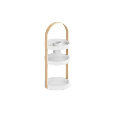 Image de Umbra Organizer Bellwood, rangement pour cosmétiques et maquillage, 3 niveaux, blanc, naturel, 1015098-668