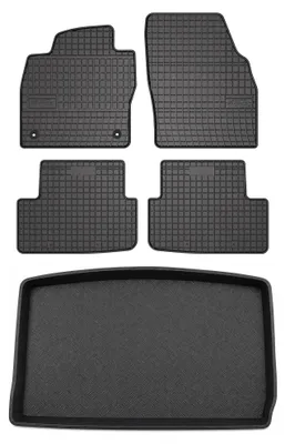 Image de Tapis en caoutchouc + bac de coffre pour Volkswagen Polo VI 2017- (hayon, 5 portes) – 5 pièces, noirs, sur mesure