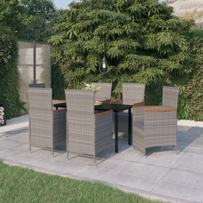 Image de The Living Store Ensemble de jardin 7 pièces avec coussins Gris